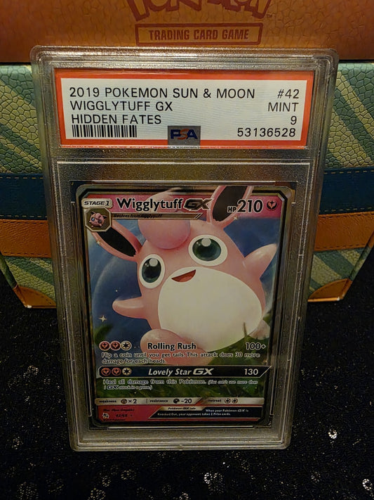 POKEMON CARD WIGGLYTUFF GX #42 SUN & MOON HIDDEN FATES 42 GRADED PSA 9