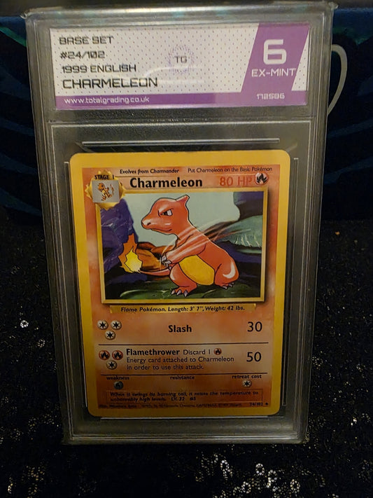Charmeleon 24/102 – Base Set Unlimited – TotalGrading 6 slab.
